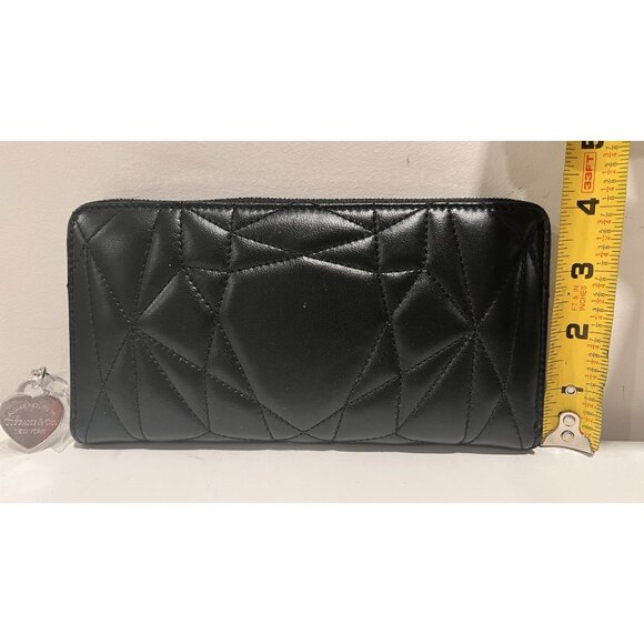 Authentic Tiffany Padded Leather Zip Wallet Black NWT Large Quilted - Picture 4 of 10